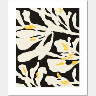 Matisse Inspired Floral Monochrome Abstract Posters and Art